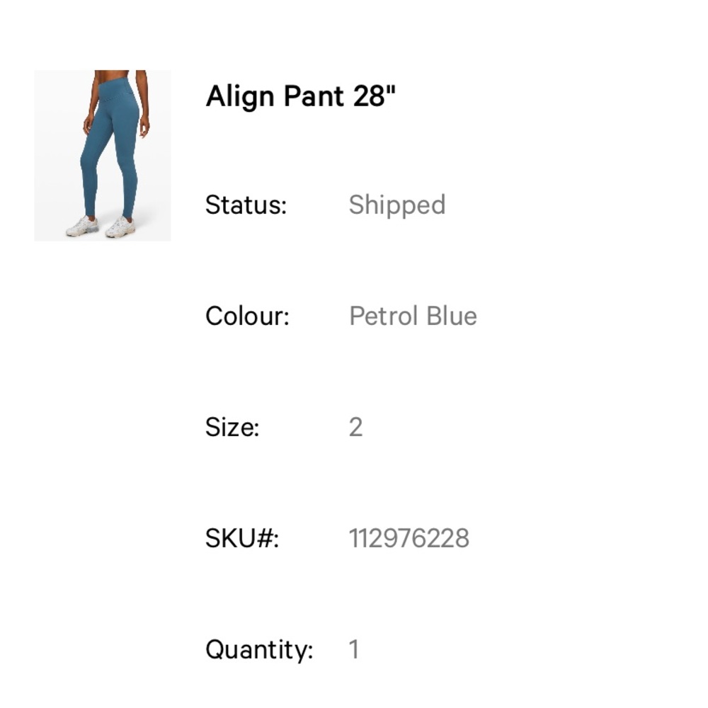 * PETROL BLUE LULULEMON LEGGINGS 28” - Picture 2 of 8